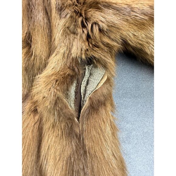 Kerrybrooke Faux Fur Coat Vintage 1950s Brown Made in USA WM L/XL 3/4 Length - Picture 10 of 10